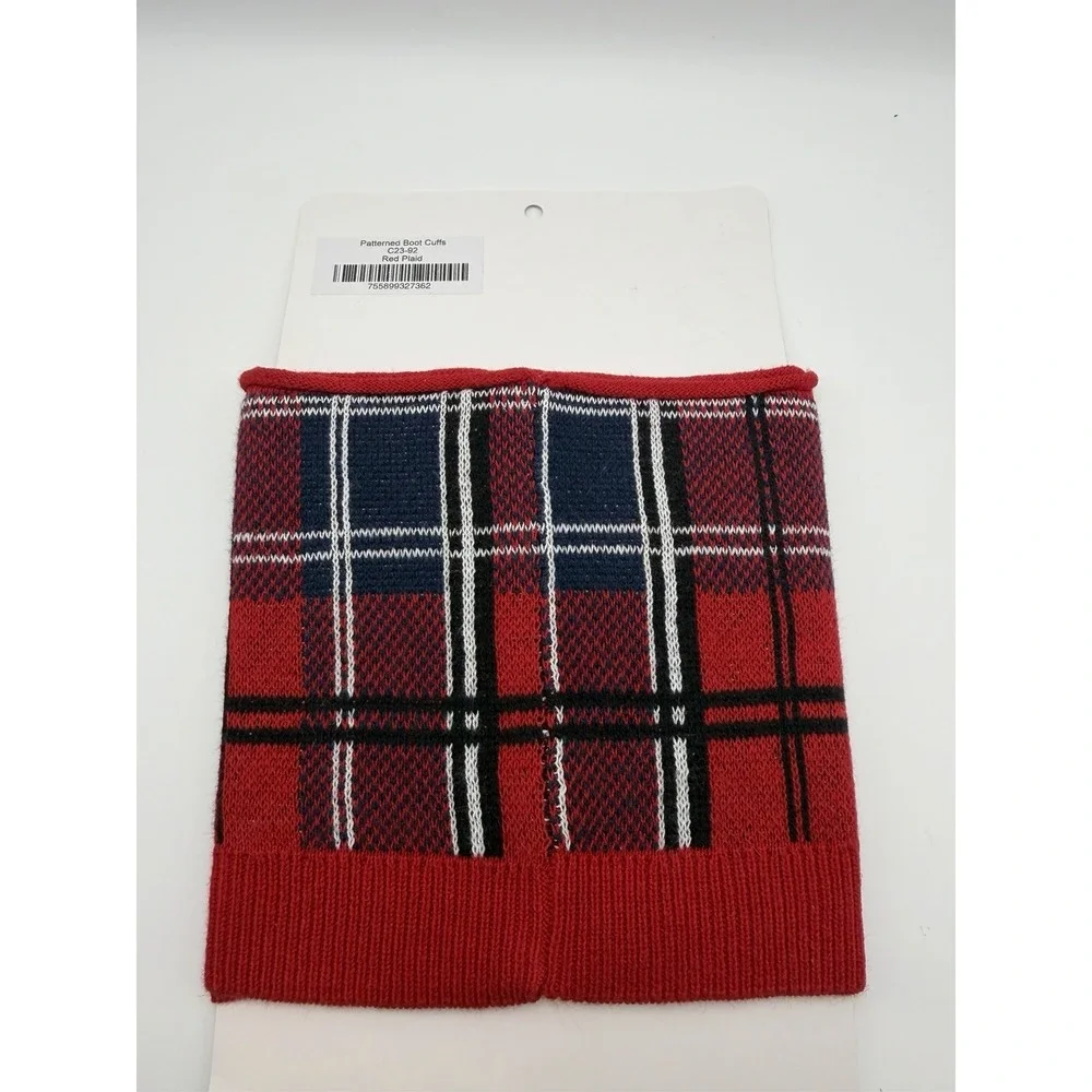Red Plaid patterned Grace &‎ Lace Boot Cuffs Brand New